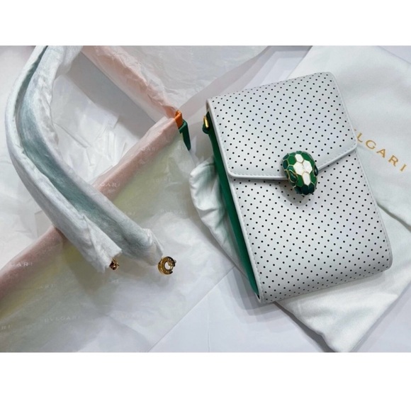 BVLGARI Handbags - Bulgari Perforated White and Green Mini Bag
